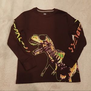 🌻🦖Maroon Dinosaur long sleeve T-Shirt